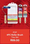 Pop 4 Pc Roller Brush Tray Set