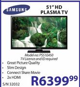 Samsung 51" HD Plasma Tv Model No: PS51E450