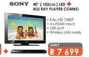 Sony LED-40"(102Cm)+Blu Ray Player Combo