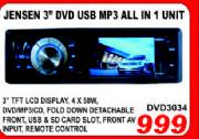 Jensen 3" DVD USB MP3 All In 1 Unit