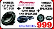 Pioneer 12" 1400W SVC Sub+400W 3Way 6x9 Speakers+6" 230W Speakers Combo