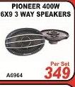 Pioneer 400W 6X9 3 Way Speakers-Per Set