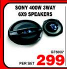 Sony 400W 3Way 6x9 Speakers-Per Set
