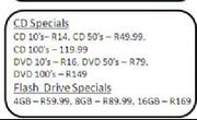 CD Specials 100 DVD's