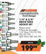 Midas Professional Tool Range 1/4" & 3/8" Drive Torx Socket Set SK9M