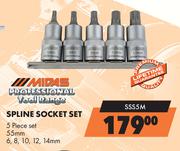Midas Professional Tool Range 5 Pce Spline Socket Set SSS5M