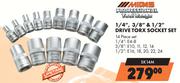 Midas Professional Tool Range 14 Pce Drive Torx Socket Set 1/4",3/8" & 1/2" SK14M