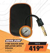 Autogear Tyre Gauge & Deflator With Pouch 0-60 Psi TYG12