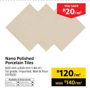 Nano Polished Porcelain Tiles-Per Sqm