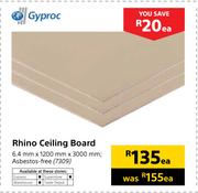  Gyproc Rhino Ceiling Board-6.4mm x 1200mm x 3000mm Each