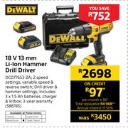 Dewalt 18V 13mm Li-Ion Hammer Drill Driver