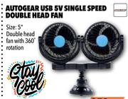 Autogear USB 5V Single Speed Double Head Fan 7W (Stepless Speed Adjusting) CF301 12V