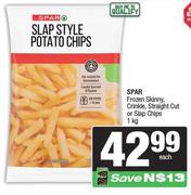 Spar Frozen Skinny, Crinkle, Straight Cut Or Slap Chips-1kg Each