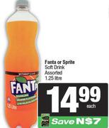 Fanta Or Sprite Soft Drink Assorted-1.25Ltr Each