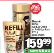 Nescafe Coffee Gold Jar 200g Or Refill Doy Pack (Excl Decaf) 220g-Each
