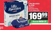 Little Munchkins By Spar Diapers (Assorted Sizes) Plus Wipes 80s Pack-Per Combo