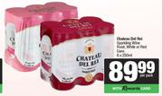 Chateau Del Rei Sparkling Wine Rose, White Or Red Cans-6 x 250ml