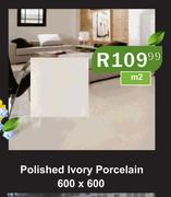 Polished Ivory Porcelain 600 x 600-Per Sqm