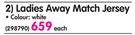 Springbok ladies Away Match Jersey-Each