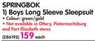 Springbok Boys Long Sleeve Sleepsuit-Each