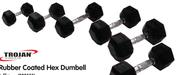 Trojan Rubber Coated Hex 10kg Dumbell