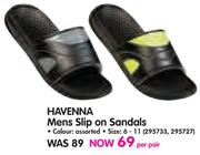 Havenna Mens Slip On Sandals-Per Pair
