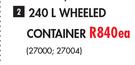 Keter 240Ltr Wheeled Container-Each