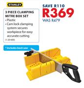 Stanley 3 Piece Clamping Mitre Box Set Includes Back Saw 1-20-600