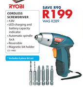 Ryobi 4.8V Cordless Screwdriver (Includes 6 Piece Bit Set) CS-1480