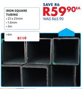 Iron Square Tubing 25 x 25mm x 3m-Each