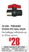 20mm Threaded Econo PVC Ball Valve