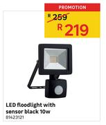 LED floodlight With Sensor Black 10W