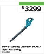 Makita Blower Cordless Lith-Ion High/Low Setting