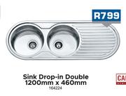Cam Sink Drop In Double 1200mm x 460mm