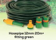 Hosepipe 20mm 30m + Fitting Green