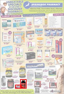 Springbok Pharmacy : Unbeatable Specials (24 Feb - 22 Mar 2016), page 1