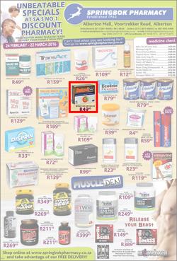 Springbok Pharmacy : Unbeatable Specials (24 Feb - 22 Mar 2016), page 1