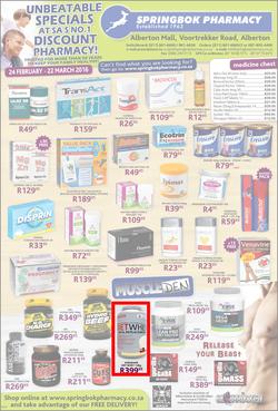 Springbok Pharmacy : Unbeatable Specials (24 Feb - 22 Mar 2016), page 1