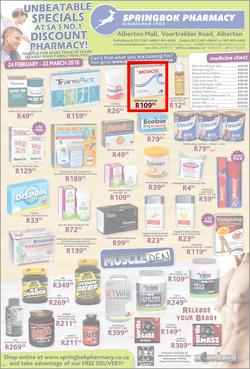 Springbok Pharmacy : Unbeatable Specials (24 Feb - 22 Mar 2016), page 1