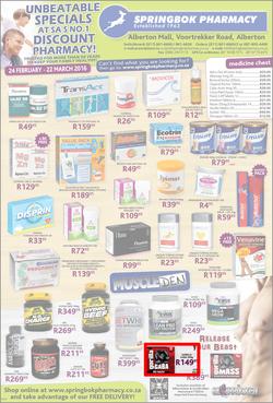 Springbok Pharmacy : Unbeatable Specials (24 Feb - 22 Mar 2016), page 1