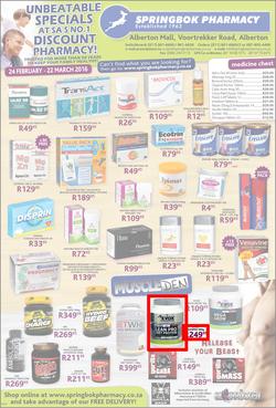 Springbok Pharmacy : Unbeatable Specials (24 Feb - 22 Mar 2016), page 1
