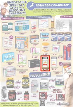 Springbok Pharmacy : Unbeatable Specials (24 Feb - 22 Mar 2016), page 1