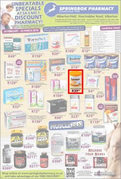 Springbok Pharmacy : Unbeatable Specials (24 Feb - 22 Mar 2016), page 1