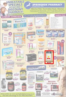Springbok Pharmacy : Unbeatable Specials (24 Feb - 22 Mar 2016), page 1