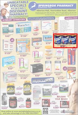 Springbok Pharmacy : Unbeatable Specials (24 Feb - 22 Mar 2016), page 1