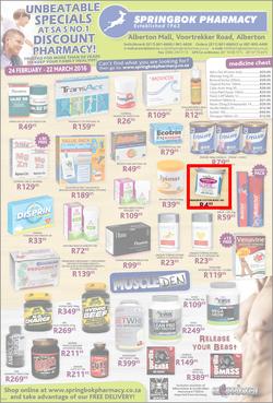 Springbok Pharmacy : Unbeatable Specials (24 Feb - 22 Mar 2016), page 1