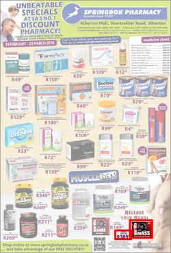 Springbok Pharmacy : Unbeatable Specials (24 Feb - 22 Mar 2016), page 1