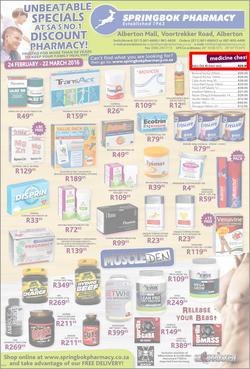 Springbok Pharmacy : Unbeatable Specials (24 Feb - 22 Mar 2016), page 1