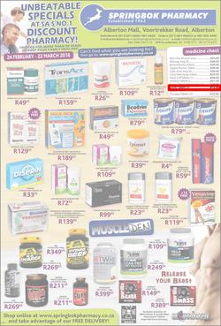 Springbok Pharmacy : Unbeatable Specials (24 Feb - 22 Mar 2016), page 1