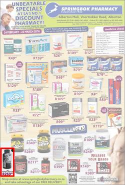 Springbok Pharmacy : Unbeatable Specials (24 Feb - 22 Mar 2016), page 1
